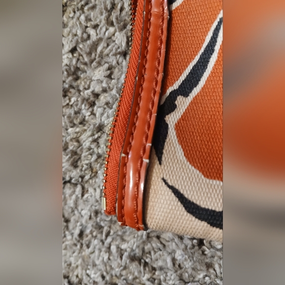 COACH Poppy Glam Scarf Print Floral Tote Bag Orange Patent Leather Hangtag Y2K - Picture 7 of 15